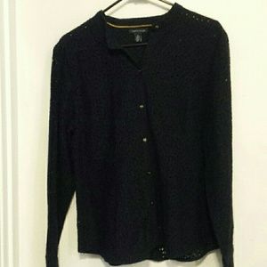 Tommy Hilfiger Navy blue Eyelet Lace blouse